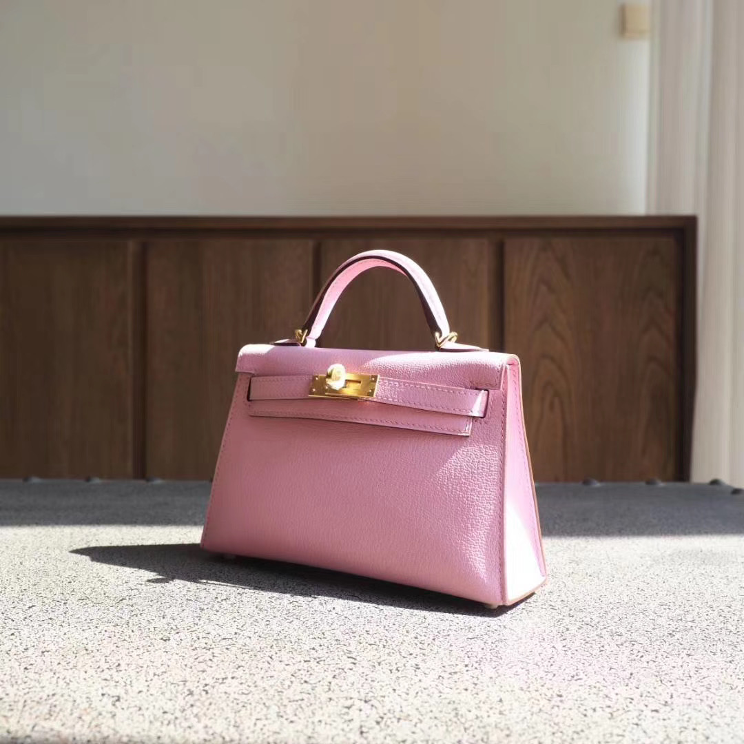 爱马仕包包 Hermes Mini Kelly 2代 19CM X9锦葵紫 山羊 金扣