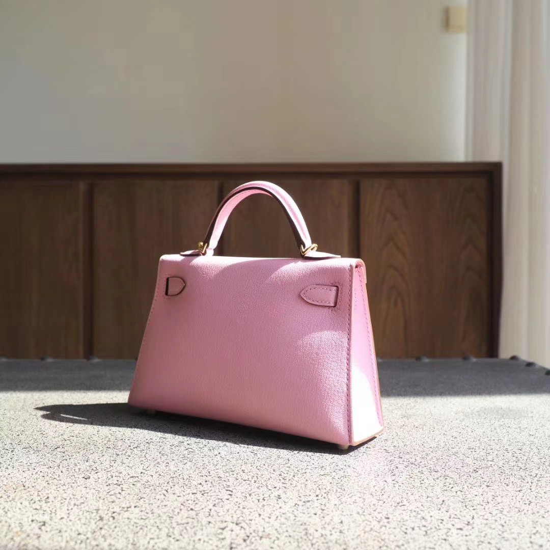 爱马仕包包 Hermes Mini Kelly 2代 19CM X9锦葵紫 山羊 金扣