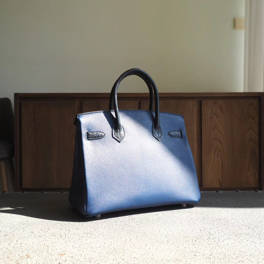 Birkin30 B30 73宝石蓝拼 78深海蓝雾面鳄鱼 touch 玫瑰金扣