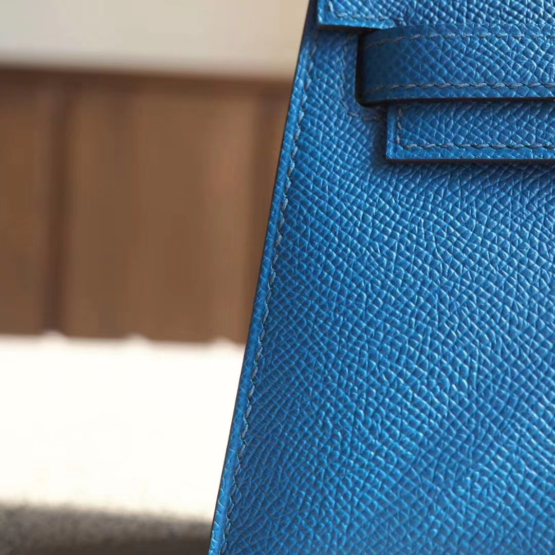 爱马仕包包 Hermes Mini Kelly 二代 7W伊兹密尔蓝 EPSOM 金扣