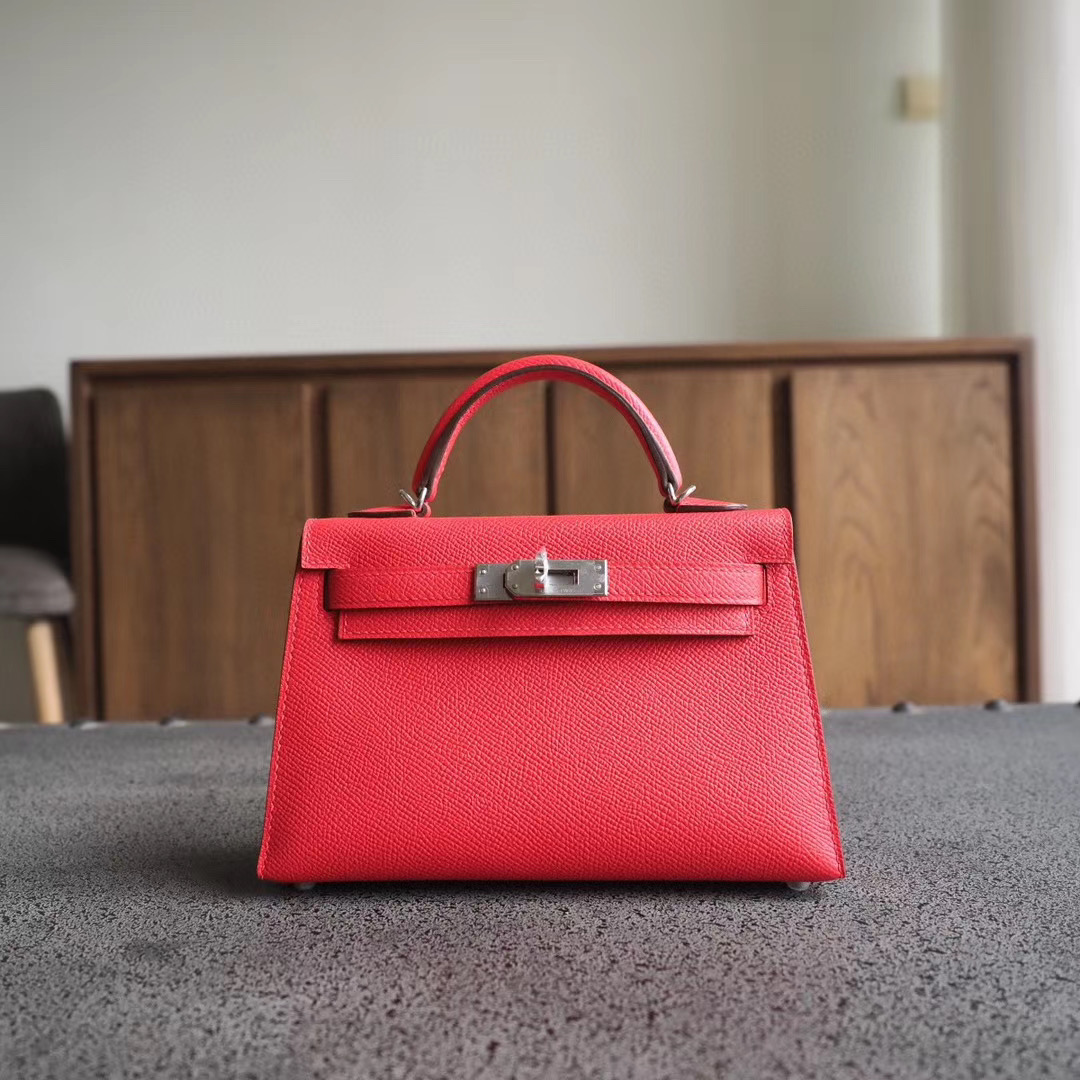 爱马仕官网 Mini Kelly 二代 19CM I6极致粉 Epsom 银扣-白马工坊 | 爱马仕包包定制店 爱马仕官网 Mini Kelly 二代 19CM I6极致粉 Epsom 银扣