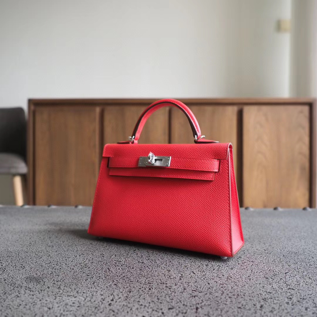 爱马仕官网 Mini Kelly 二代 19CM I6极致粉 Epsom 银扣-白马工坊 | 爱马仕包包定制店 爱马仕官网 Mini Kelly 二代 19CM I6极致粉 Epsom 银扣